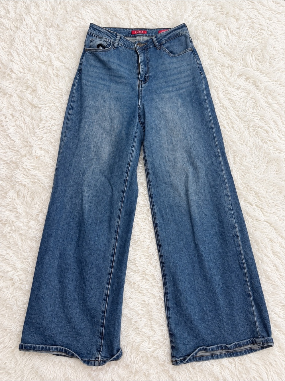 GUESS Women's Wide-Leg Blue Denim Jeans